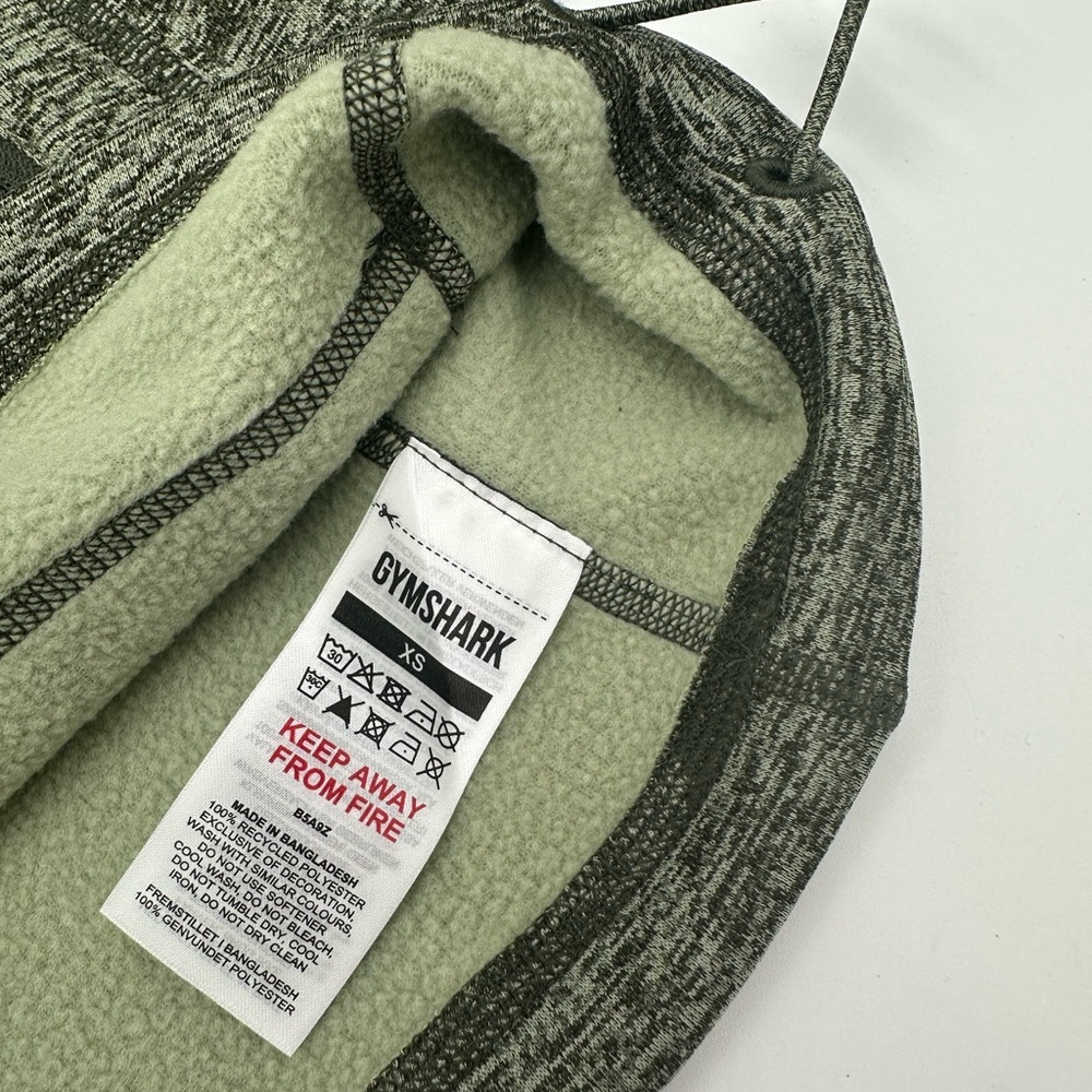 NWT GYMSHARK Thermal Fleece 1/4 Zip Pullover in Winter Olive/Light Sage Green - Picture 5 of 6